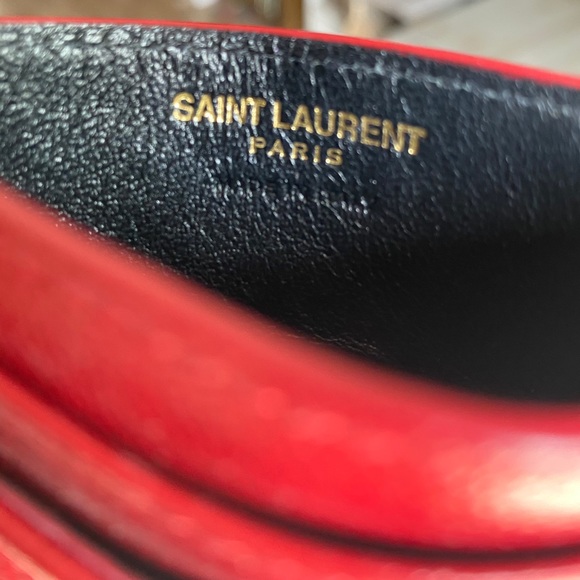 YSL Saint Laurent Matelasse Card Holder Wallet Red - Picture 6 of 8